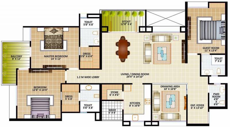 BCM Pride Phase I (4BHK+4T (3,063 sq ft) 3063 sq ft)