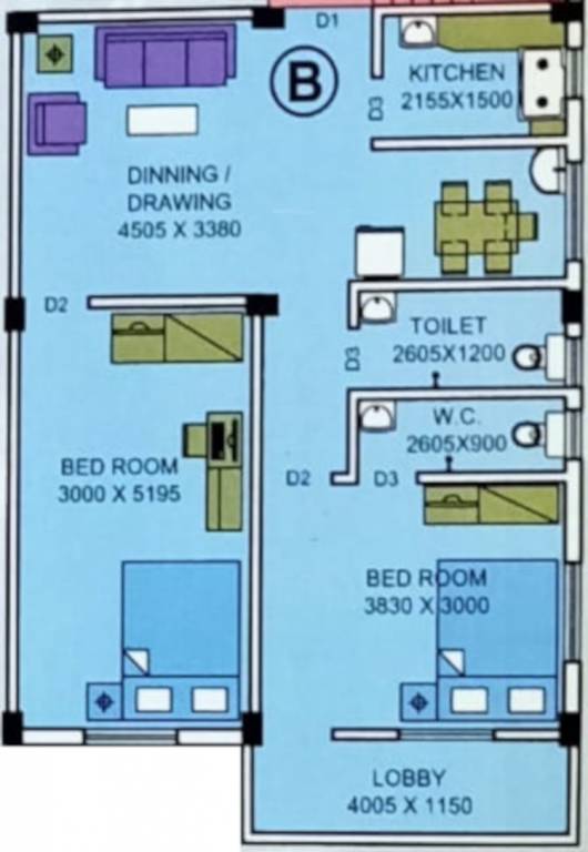 Sreedhar Chandi Apartment (2BHK+2T (751 sq ft) 751 sq ft)