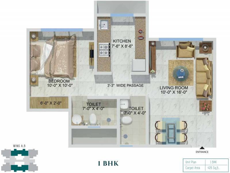 Ashwin Sheth Group Zuri (1BHK+1T (426.04 sq ft) 426.04 sq ft)