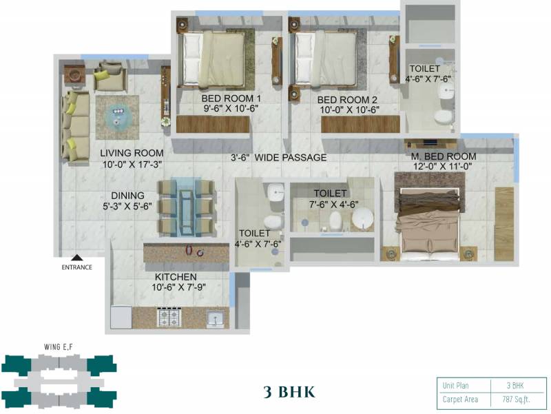 Ashwin Sheth Group Zuri (3BHK+3T (786.95 sq ft) 786.95 sq ft)