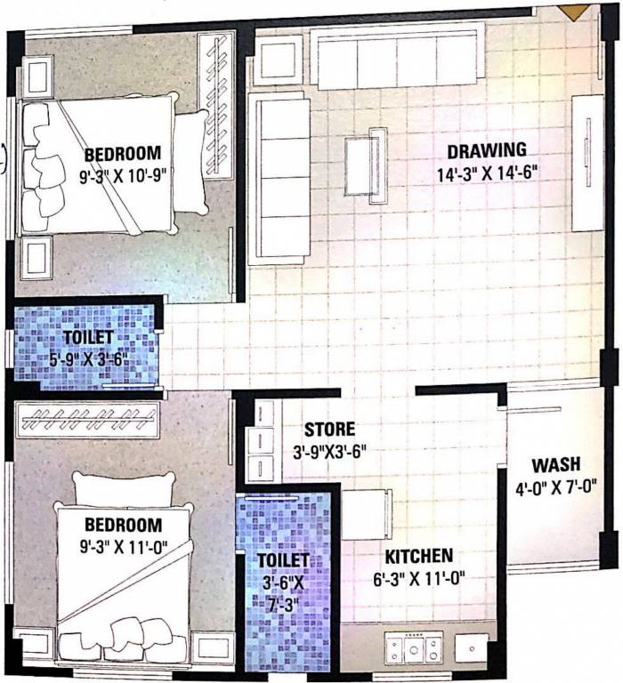 Neev Neelkanth Heights 2 (2BHK+2T (1,080 sq ft) 1080 sq ft)