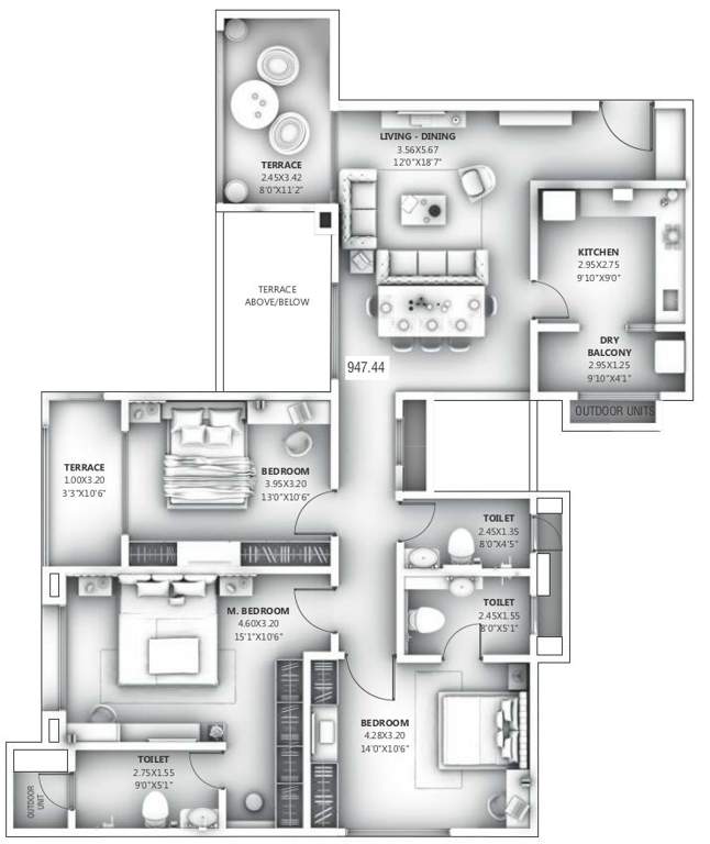  ganga legend a2 and b4 Floor Plan Floor Plan