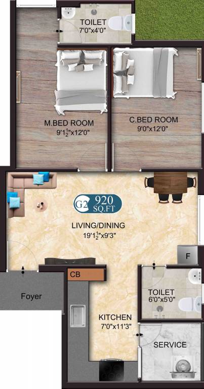 The Nest Nest Charm (2BHK+2T (920 sq ft) 920 sq ft)