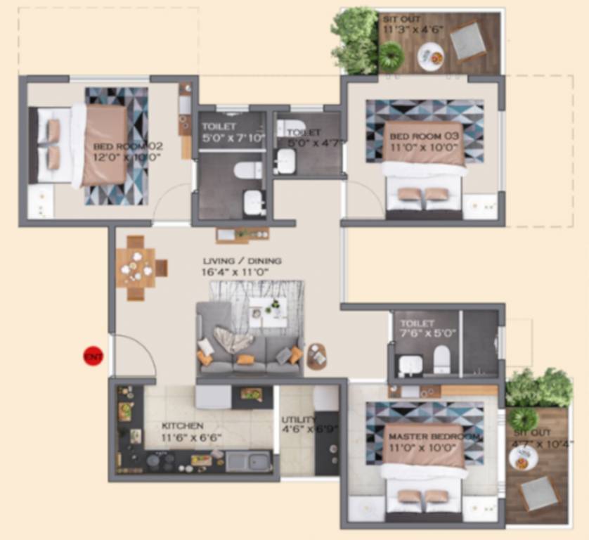 Fluidspace Infra Floresta (3BHK+3T (799.76 sq ft) 799.76 sq ft) Fluidspace Infra Floresta (3BHK+3T (799.76 sq ft) 799.76 sq ft)