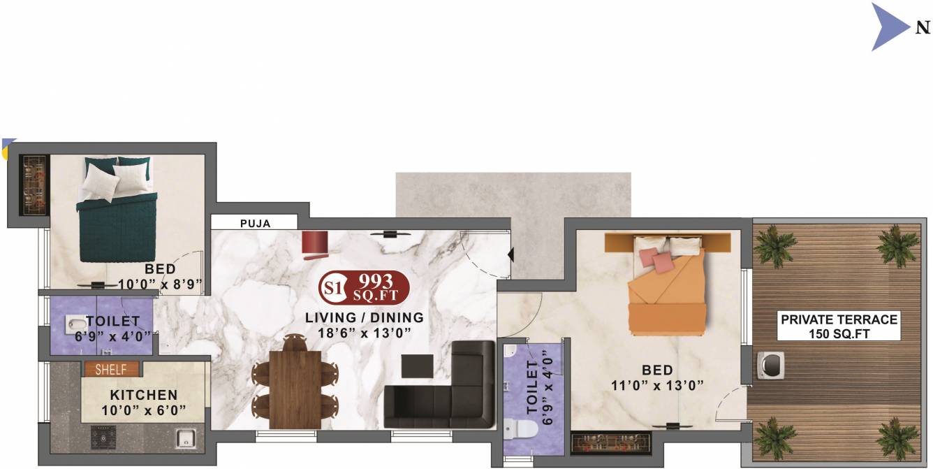 DAC Vardhini and Varshini (2BHK+2T (993 sq ft) 993 sq ft) DAC Vardhini and Varshini (2BHK+2T (993 sq ft) 993 sq ft)