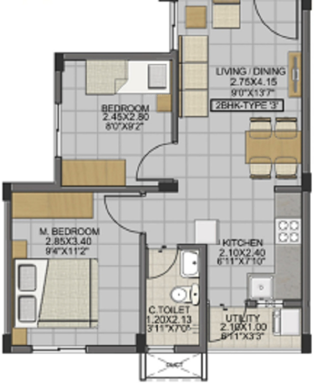 Isha Anandham (2BHK+2T (614 sq ft) 614 sq ft)
