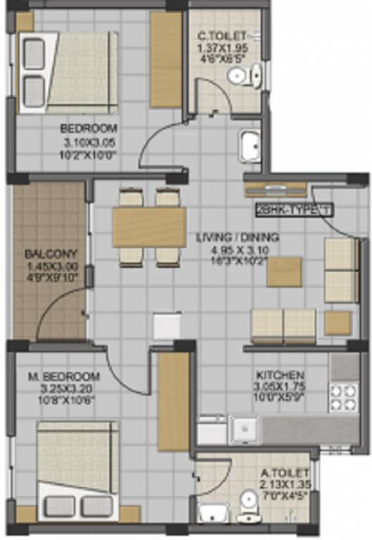 Isha Anandham (2BHK+2T (804 sq ft) 804 sq ft)