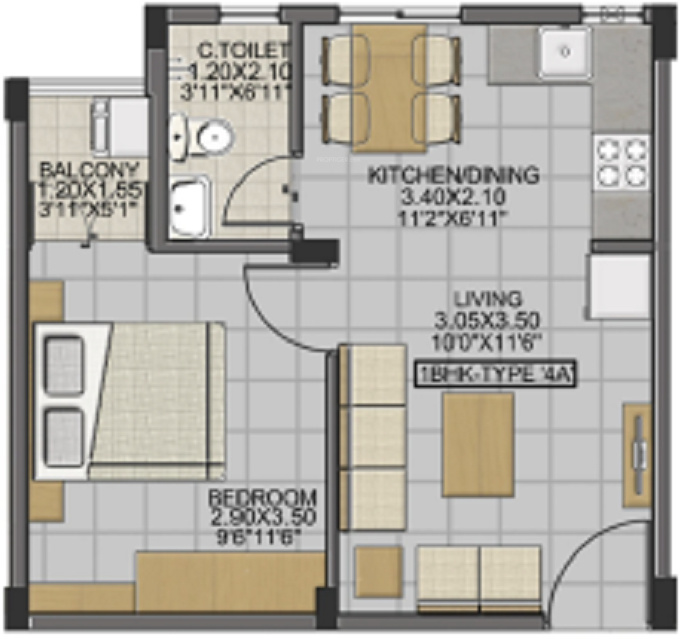 Isha Anandham (1BHK+1T (505 sq ft) 505 sq ft)
