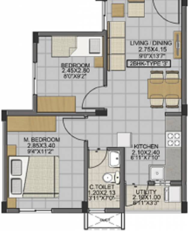 Isha Anandham (2BHK+2T (619 sq ft) 619 sq ft)