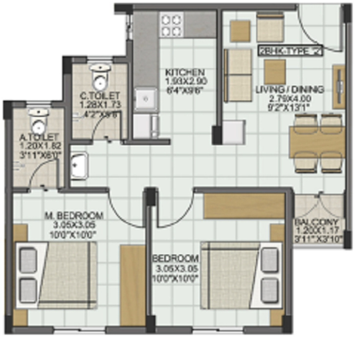 Isha Anandham (2BHK+2T (702 sq ft) 702 sq ft)