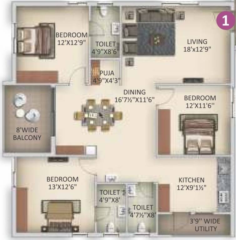 Anuhar Art Of Living (3BHK+3T (1,826.96 sq ft) + Pooja Room 1826.96 sq ft)