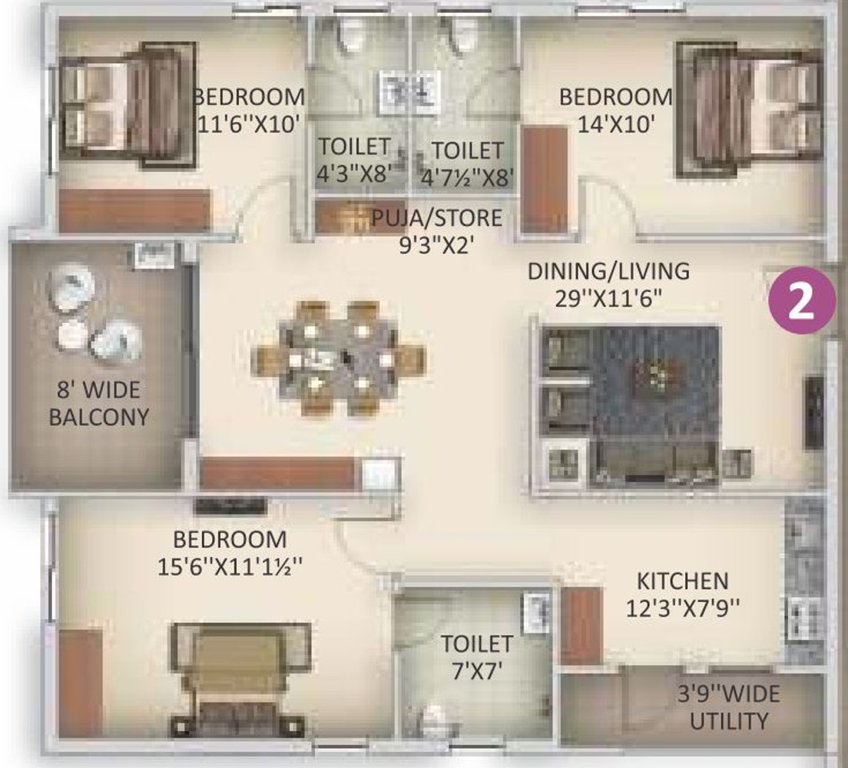 Anuhar Art Of Living (3BHK+3T (1,636.01 sq ft) + Pooja Room 1636.01 sq ft)