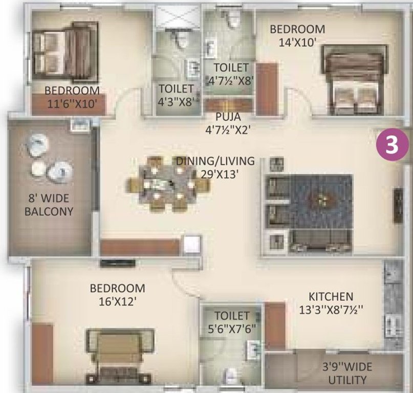 Anuhar Art Of Living (3BHK+3T (1,750 sq ft) + Pooja Room 1750 sq ft)