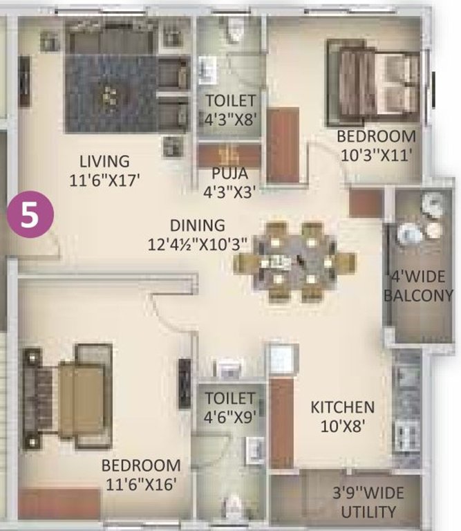 Anuhar Art Of Living (2BHK+2T (1,251.95 sq ft) + Pooja Room 1251.95 sq ft)