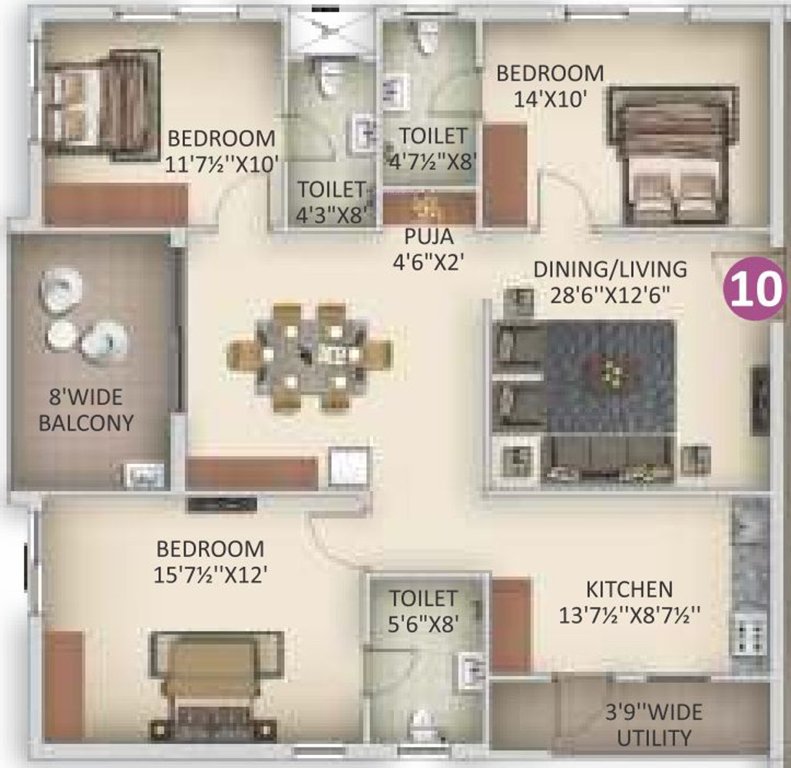 Anuhar Art Of Living (3BHK+3T (1,718.03 sq ft) + Pooja Room 1718.03 sq ft)