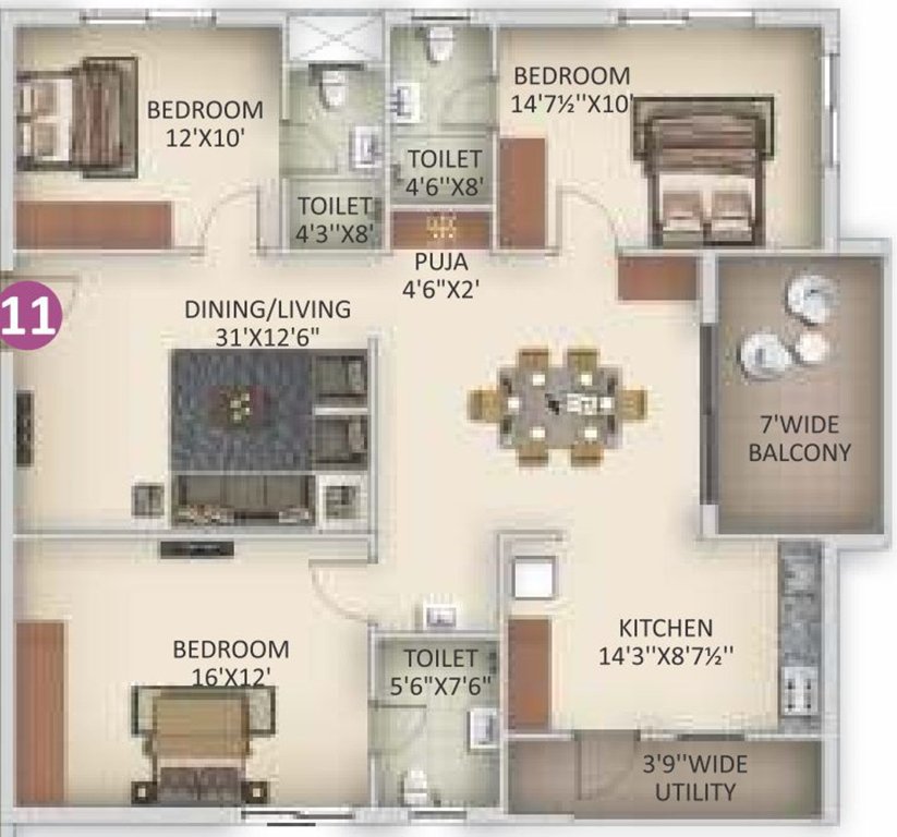 Anuhar Art Of Living (3BHK+3T (1,784.98 sq ft) + Pooja Room 1784.98 sq ft)