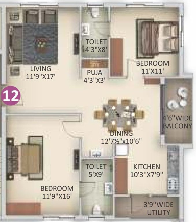 Anuhar Art Of Living (2BHK+2T (1,298.02 sq ft) + Pooja Room 1298.02 sq ft)