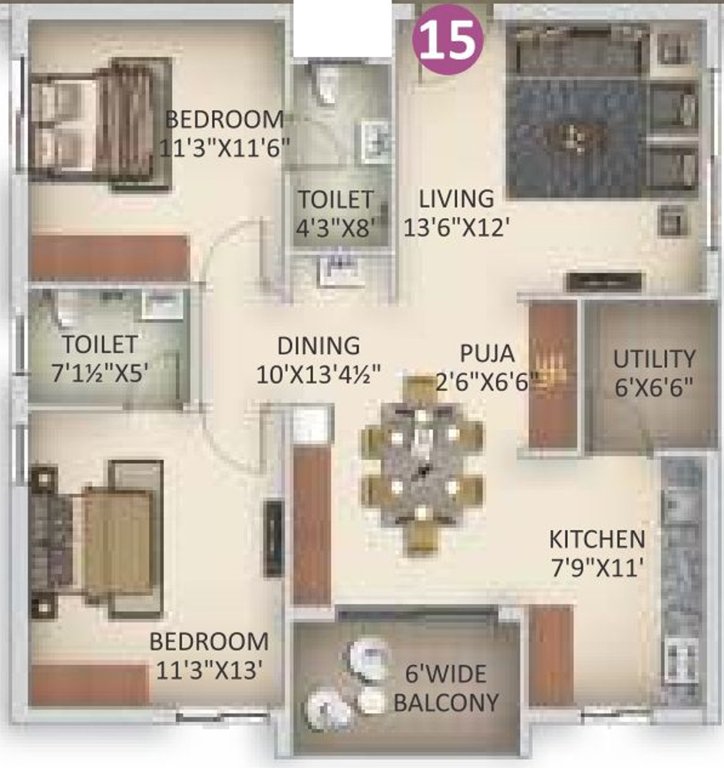 Anuhar Art Of Living (2BHK+2T (1,260.99 sq ft) + Pooja Room 1260.99 sq ft)