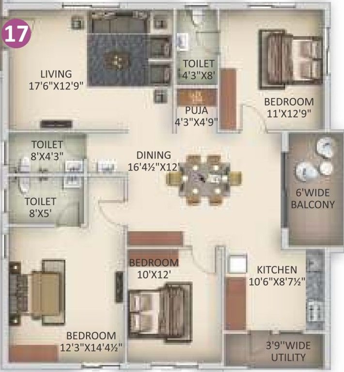 Anuhar Art Of Living (3BHK+3T (1,729.98 sq ft) + Pooja Room 1729.98 sq ft)