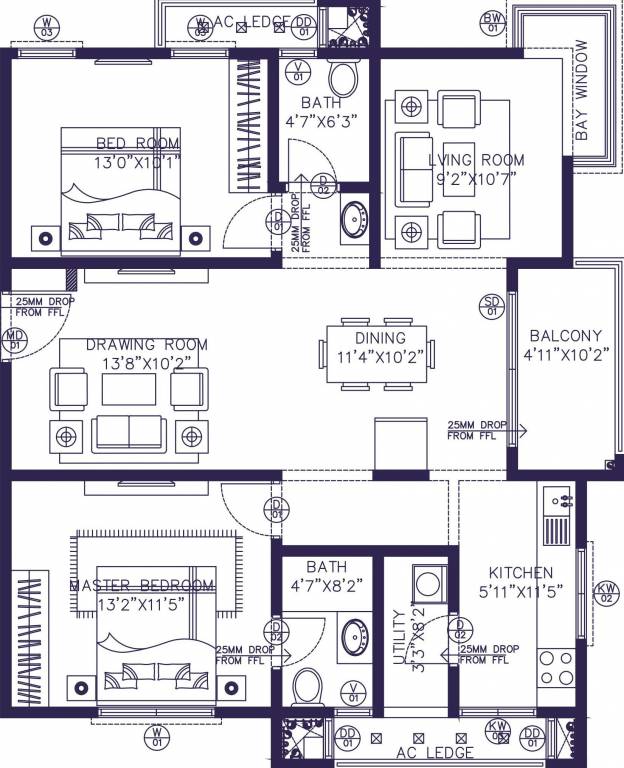 NSL East County (2BHK+2T (1,324.50 sq ft) 1324.5 sq ft)