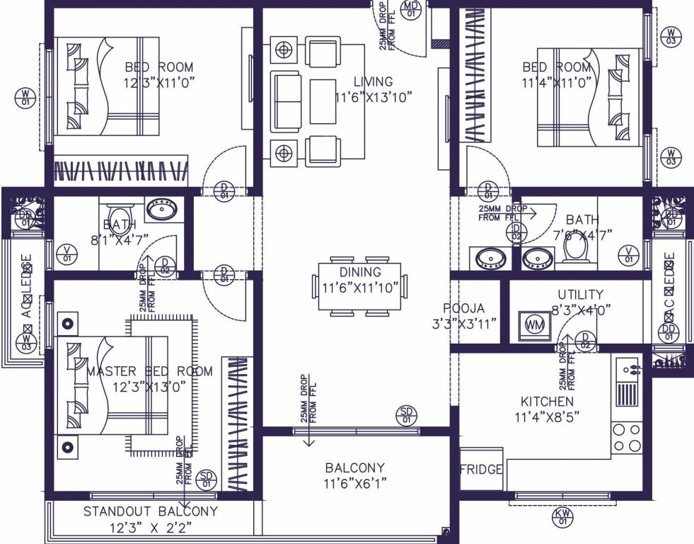 NSL East County (3BHK+3T (1,545.27 sq ft) 1545.27 sq ft)