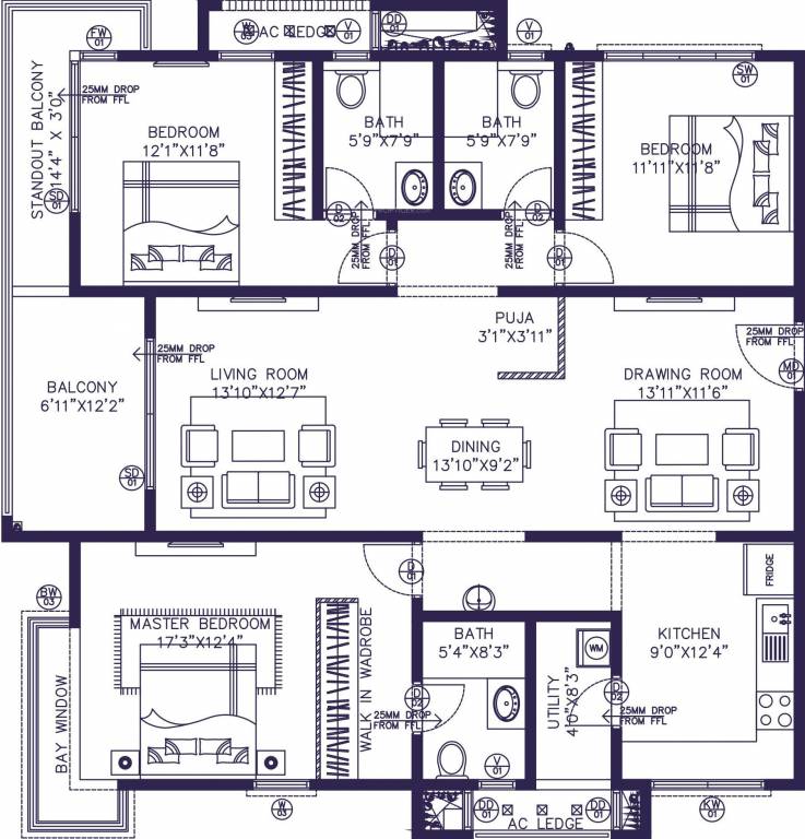 NSL East County (3BHK+3T (2,045.90 sq ft) 2045.9 sq ft)
