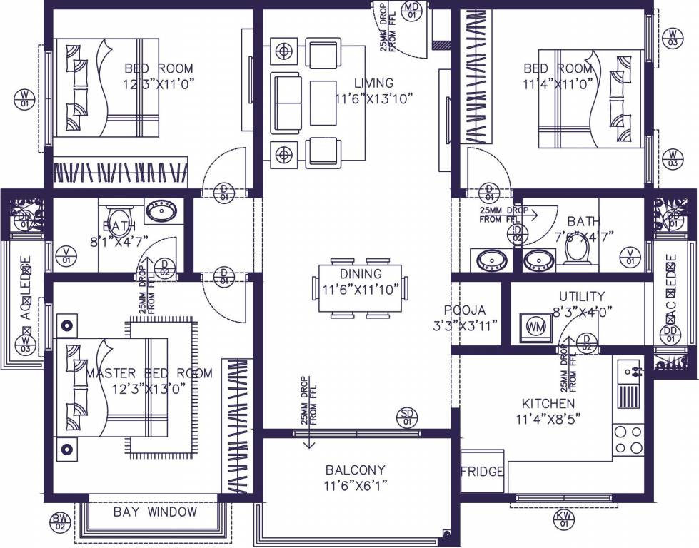 NSL East County (3BHK+3T (1,525.89 sq ft) 1525.89 sq ft)