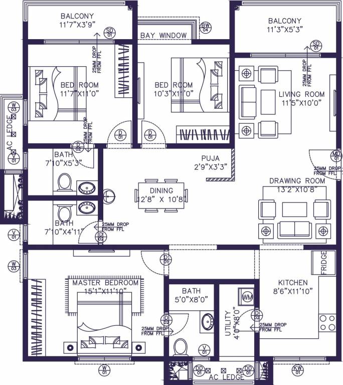 NSL East County (3BHK+3T (1,756.67 sq ft) 1756.67 sq ft)