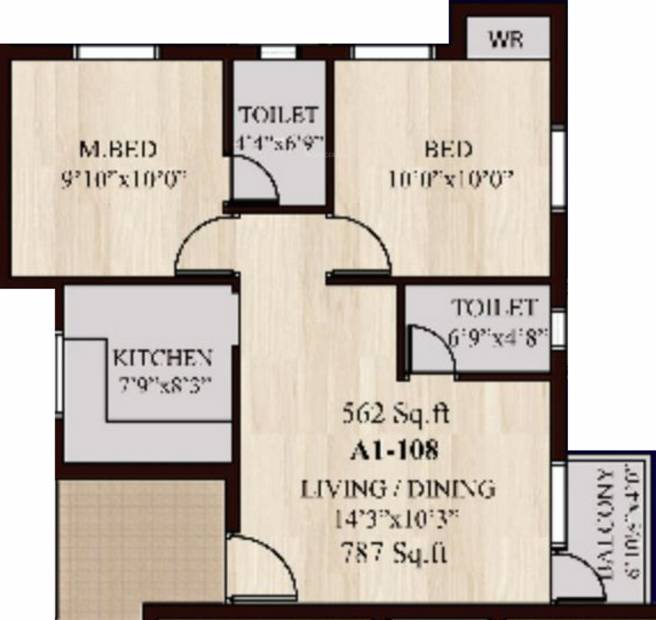 Creations Manchester (2BHK+2T (787 sq ft) 787 sq ft)