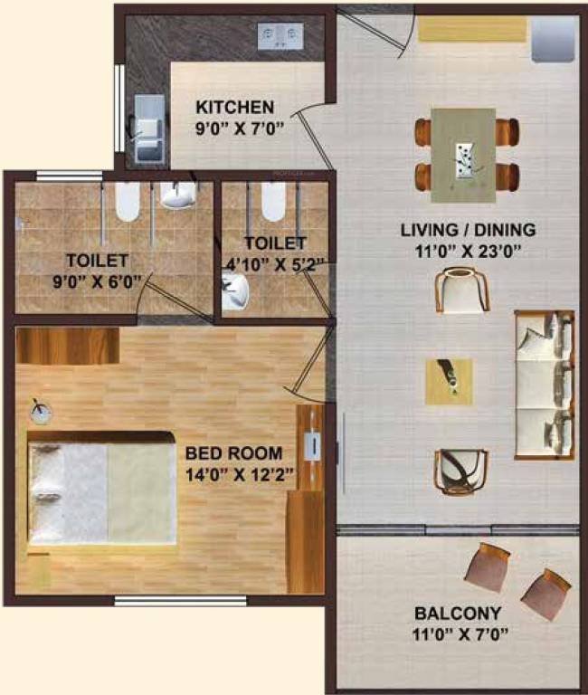 Tapovan Solace (1BHK+2T (886 sq ft) 886 sq ft)