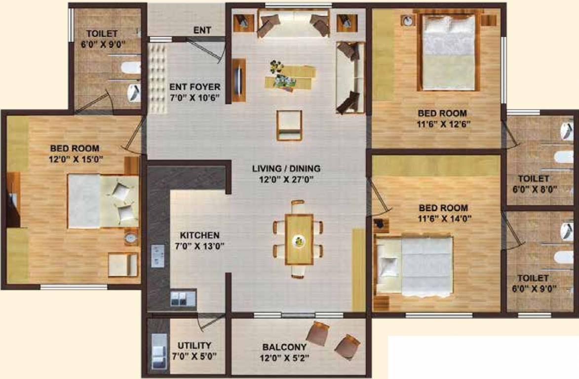 Tapovan Solace (3BHK+3T (1,694 sq ft) 1694 sq ft)