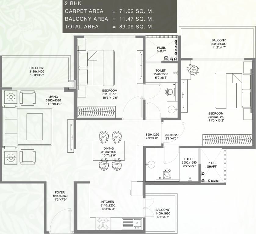 Godrej Palm Retreat (2BHK+2T (770.91 sq ft) 770.91 sq ft) Godrej Palm Retreat (2BHK+2T (770.91 sq ft) 770.91 sq ft)