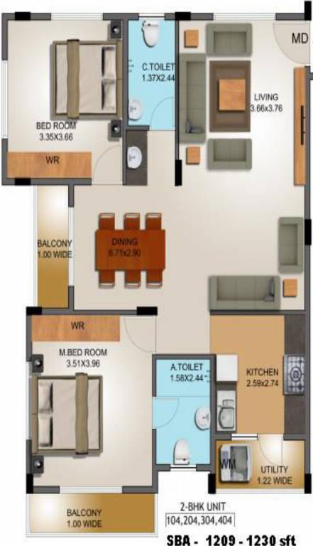 Bonitas Harmony (2BHK+2T (1,209 sq ft) 1209 sq ft) Bonitas Harmony (2BHK+2T (1,209 sq ft) 1209 sq ft)