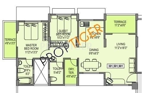 Goel Ganga Sampatti Floor Plan (2BHK+2T)