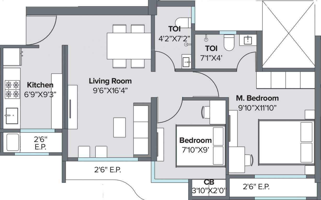 Marathon Nextown Pearl 1 (2BHK+2T (520.00 sq ft) 520 sq ft)