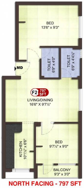 Asset Dev (2BHK+2T (797 sq ft) 797 sq ft)
