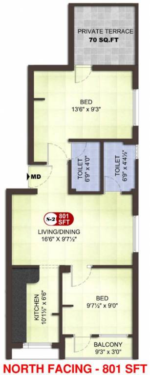 Asset Dev (2BHK+2T (801 sq ft) 801 sq ft)