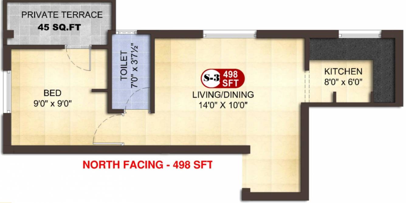 Asset Dev (1BHK+1T (498 sq ft) 498 sq ft)