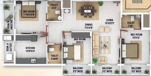 Bhoomi Samskruthi (3BHK+3T (1,495 sq ft) 1495 sq ft) Bhoomi Samskruthi (3BHK+3T (1,495 sq ft) 1495 sq ft)