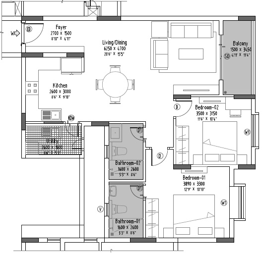 Renaissance Renaissance Reserva (2BHK+2T (816.45 sq ft) 816.45 sq ft) Renaissance Renaissance Reserva (2BHK+2T (816.45 sq ft) 816.45 sq ft)