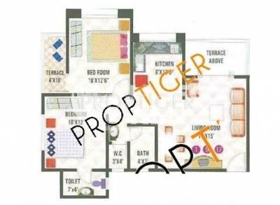S V Developers Agrawal Gardens Floor Plan (2BHK+2T)