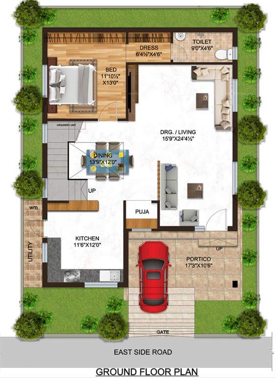 boppana s inuganti lakeview villas Floor Plan Ground Floor Plan