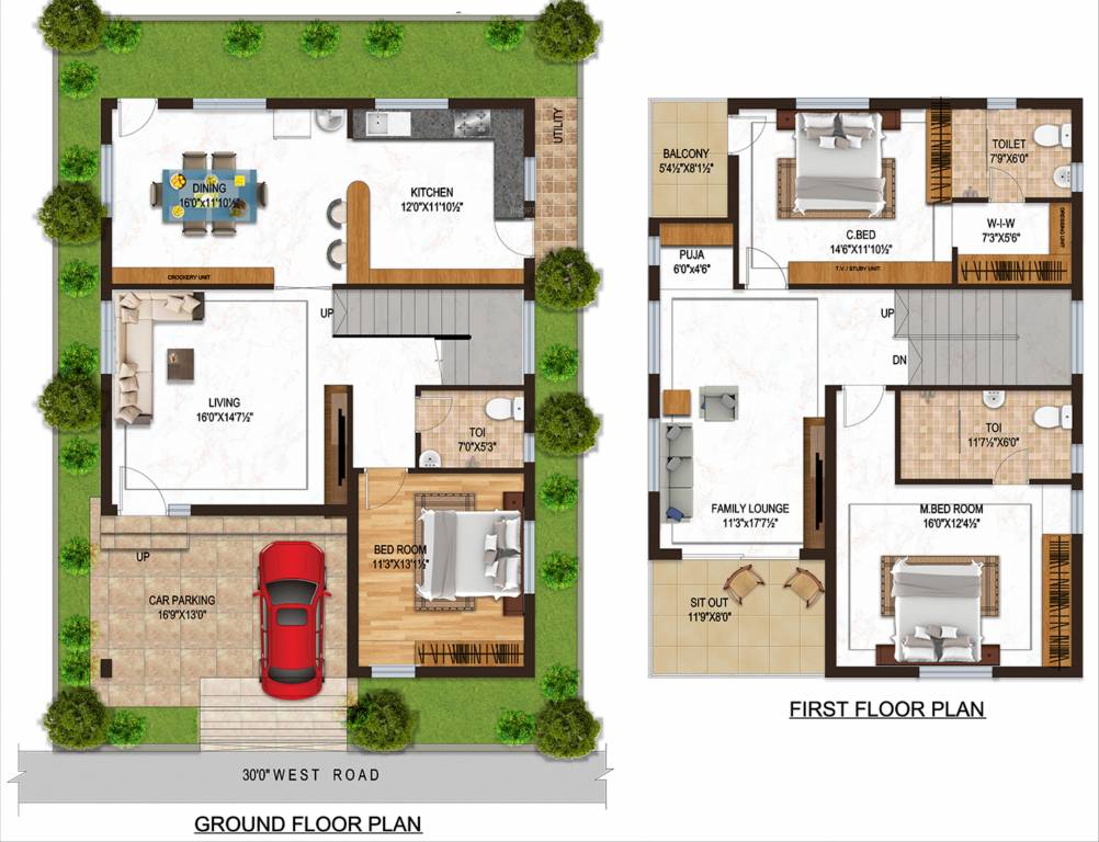 Ground Floor Plan boppana s inuganti lakeview villas Floor Plan Ground Floor Plan