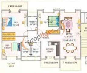 Floor Plan (3BHK+3T) Atul Projects Bella Vista Empress Floor Plan (3BHK+3T)
