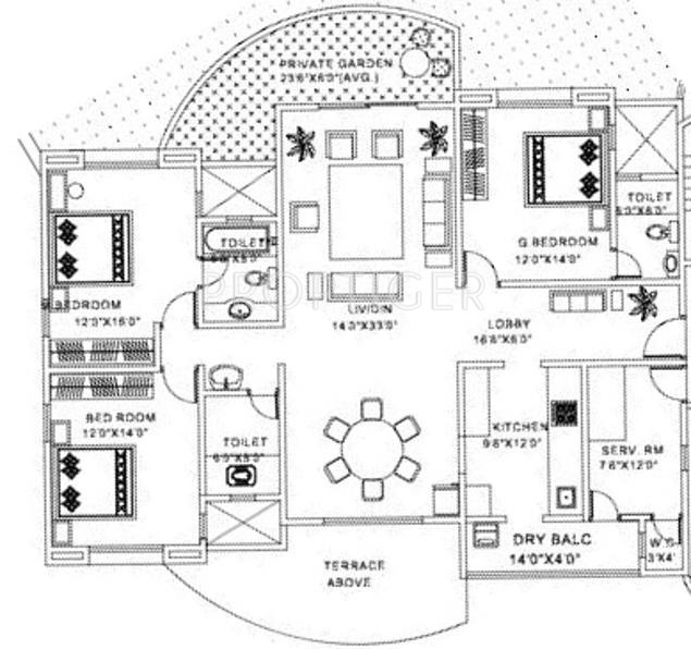 Magarpatta Laburnum Park (3BHK+3T (2,250 sq ft) + Study Room 2250 sq ft)