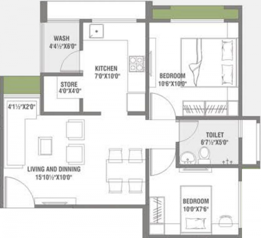 Shree Radha Jaldeep Icon Two (2BHK+1T (504.5 sq ft) 504.5 sq ft) Shree Radha Jaldeep Icon Two (2BHK+1T (504.5 sq ft) 504.5 sq ft)