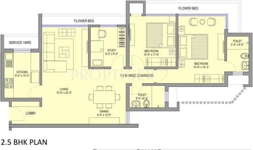 Sea Gundecha Premiere (2BHK+2T (1,002 sq ft)   Study Room 0 sq ft)