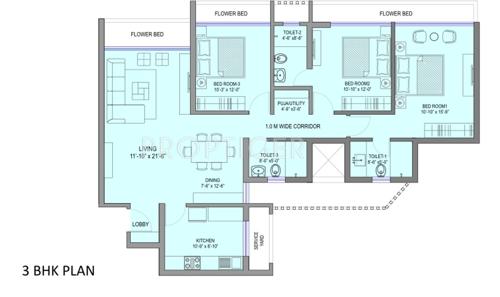 Sea Gundecha Premiere (3BHK+3T (1,165 sq ft) 1165 sq ft)