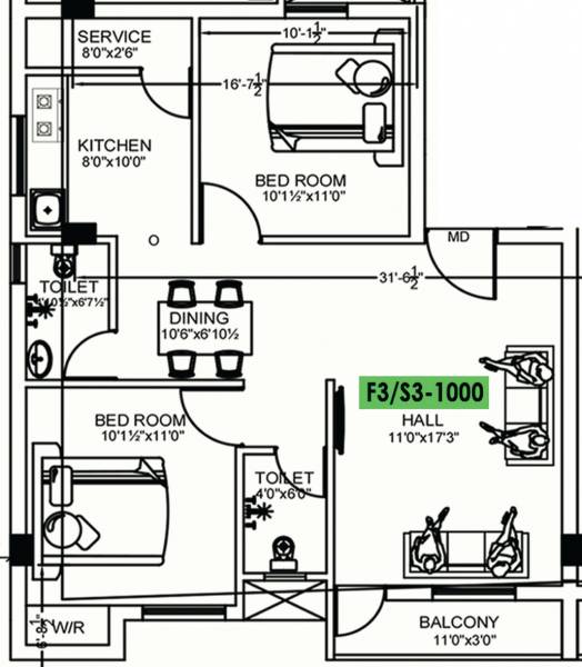floorPlan of Double T Pranavam