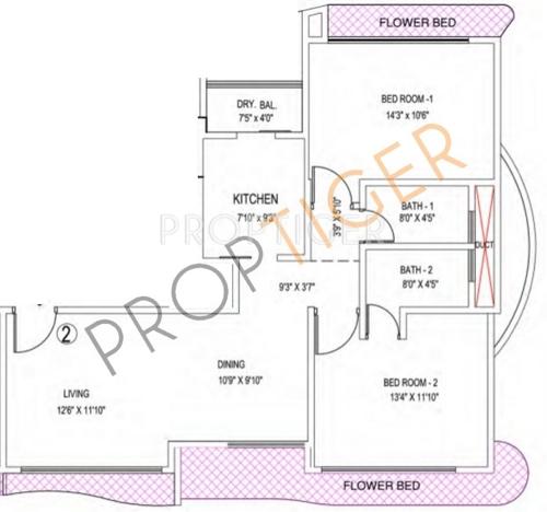 Rizvi East Street (2BHK+2T (984 sq ft) 984 sq ft)